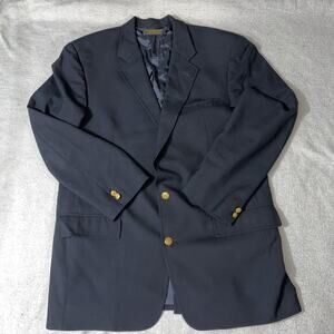 Vintage Brooks Brothers BrooksEase Black Blazer Gold Buttons 46R Union USA Made